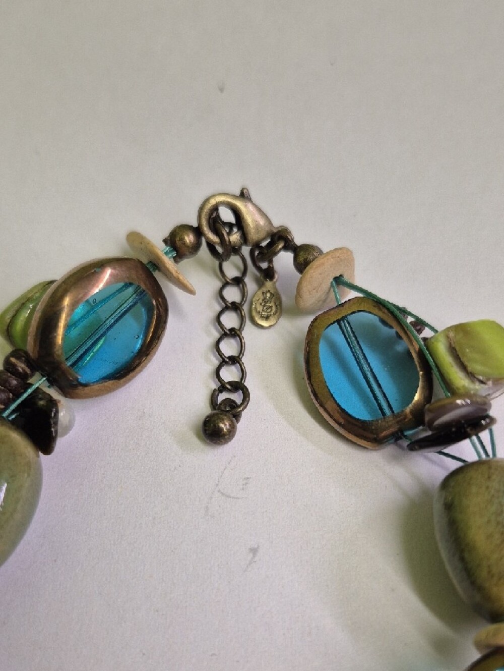 Premier Designs Green and Blue Shell And Ceramic Beaded Women's Bracelet - Picture 2 of 4